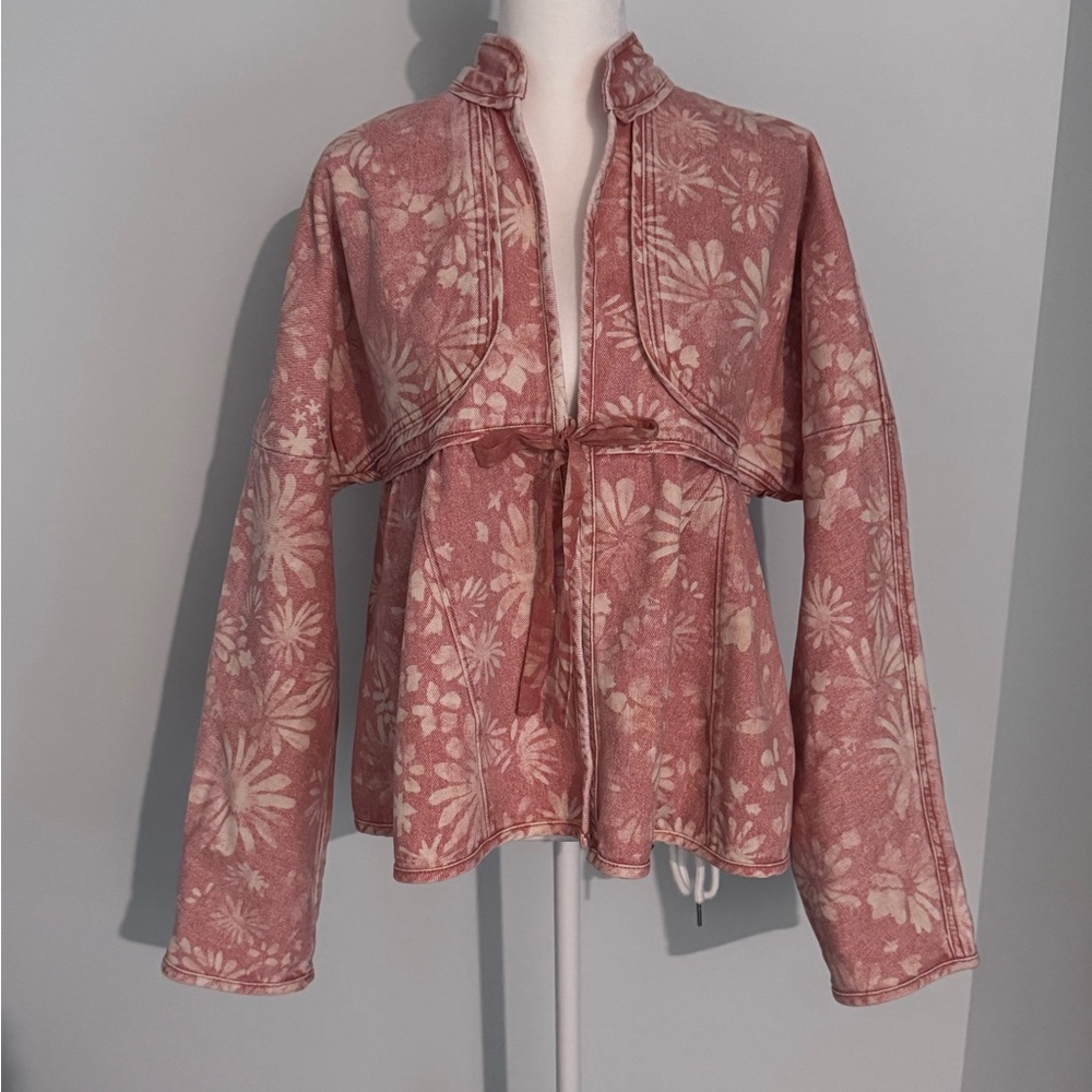 Free People Lua Floral Denim Jacket Size XS - Picture 3 of 7